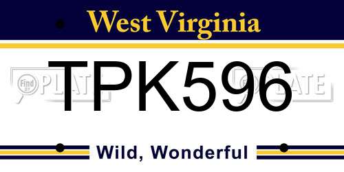 TPK596 West Virginia License Plate