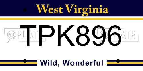 TPK896 West Virginia License Plate