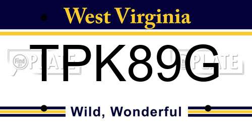 TPK89G West Virginia License Plate