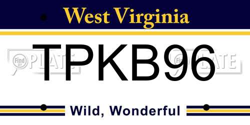 TPKB96 West Virginia License Plate