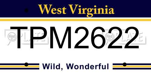 TPM2622 West Virginia License Plate