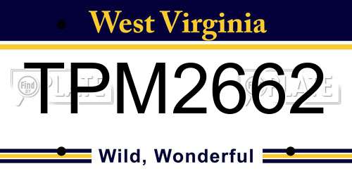 TPM2662 West Virginia License Plate