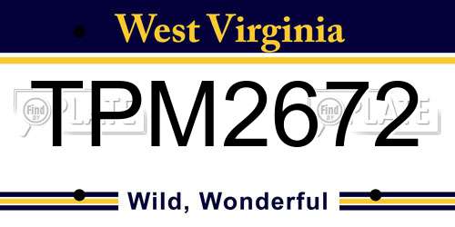 TPM2672 West Virginia License Plate