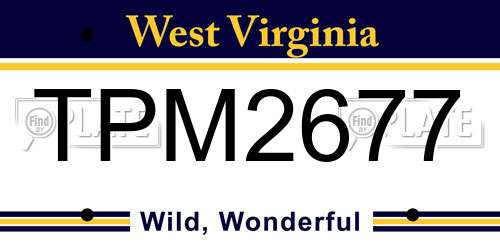 TPM2677 West Virginia License Plate