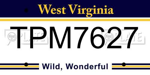 TPM7627 West Virginia License Plate