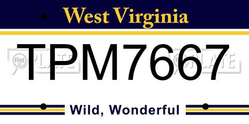 TPM7667 West Virginia License Plate