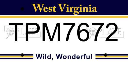 TPM7672 West Virginia License Plate