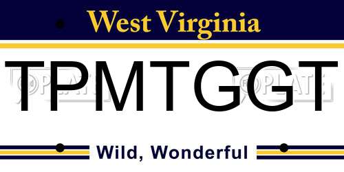 TPMTGGT West Virginia License Plate