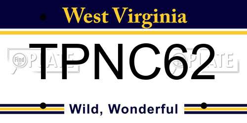 TPNC62 West Virginia License Plate