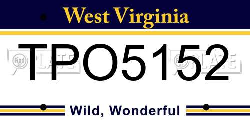 TPO5152 West Virginia License Plate