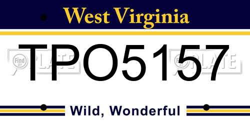 TPO5157 West Virginia License Plate