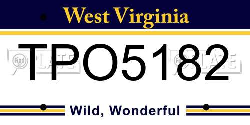 TPO5182 West Virginia License Plate