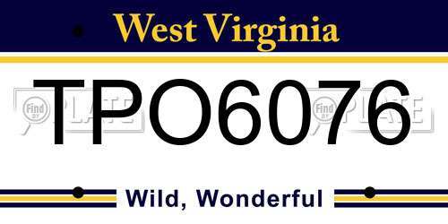 TPO6076 West Virginia License Plate
