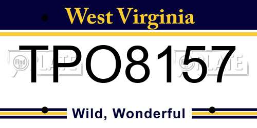 TPO8157 West Virginia License Plate