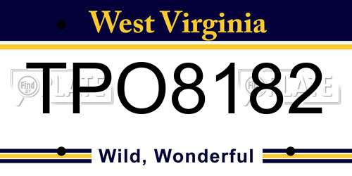 TPO8182 West Virginia License Plate