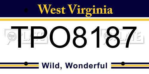 TPO8187 West Virginia License Plate