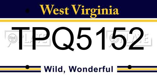 TPQ5152 West Virginia License Plate