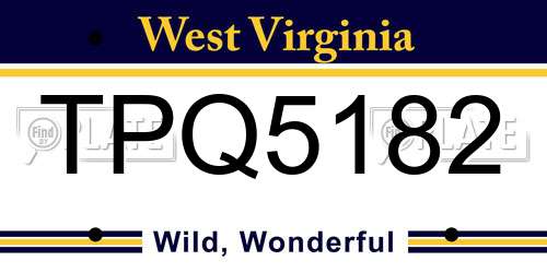 TPQ5182 West Virginia License Plate