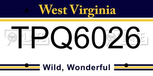 TPQ6026 West Virginia License Plate