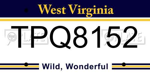 TPQ8152 West Virginia License Plate