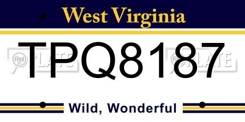 TPQ8187 West Virginia License Plate