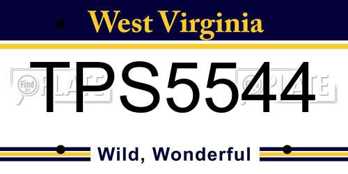 TPS5544 West Virginia License Plate