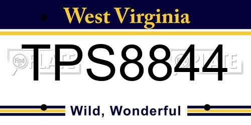TPS8844 West Virginia License Plate