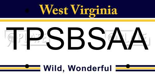 TPSBSAA West Virginia License Plate