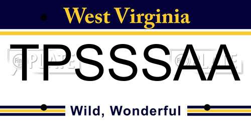TPSSSAA West Virginia License Plate