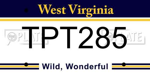 TPT285 West Virginia License Plate
