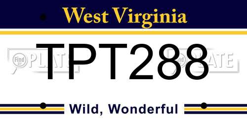 TPT288 West Virginia License Plate