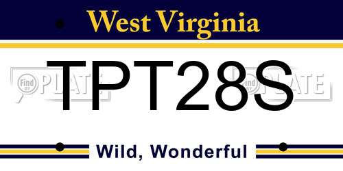 TPT28S West Virginia License Plate