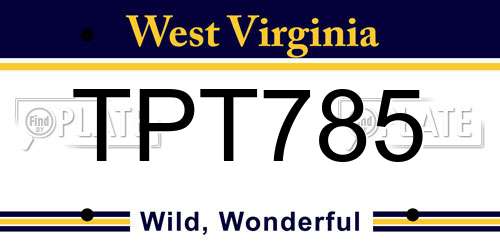 TPT785 West Virginia License Plate