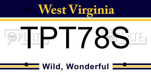 TPT78S West Virginia License Plate