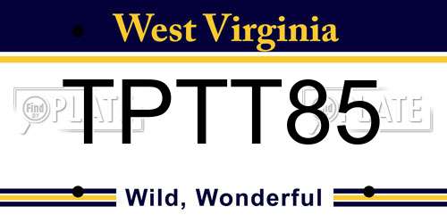 TPTT85 West Virginia License Plate