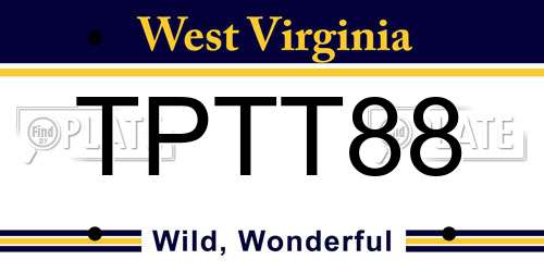 TPTT88 West Virginia License Plate