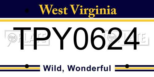 TPY0624 West Virginia License Plate