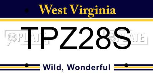 TPZ28S West Virginia License Plate
