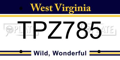 TPZ785 West Virginia License Plate