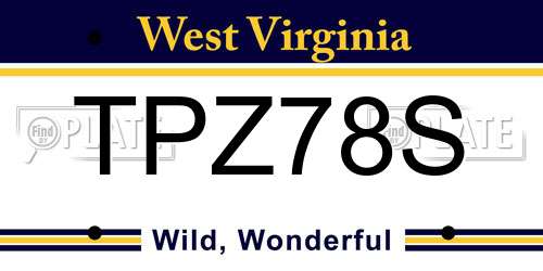 TPZ78S West Virginia License Plate