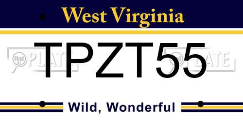 TPZT55 West Virginia License Plate