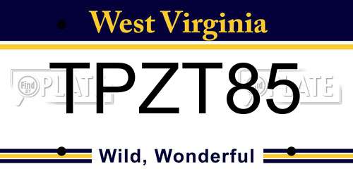 TPZT85 West Virginia License Plate