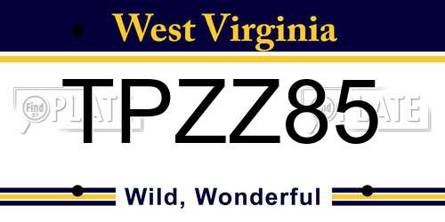 TPZZ85 West Virginia License Plate