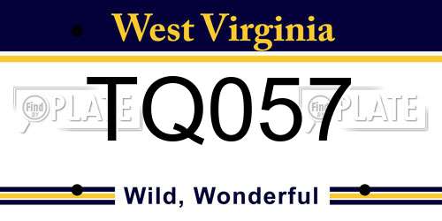 TQ057 West Virginia License Plate