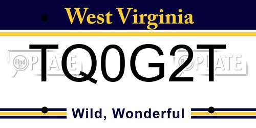 TQ0G2T West Virginia License Plate