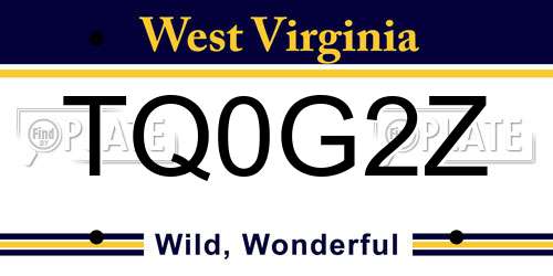 TQ0G2Z West Virginia License Plate