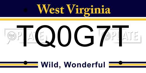 TQ0G7T West Virginia License Plate