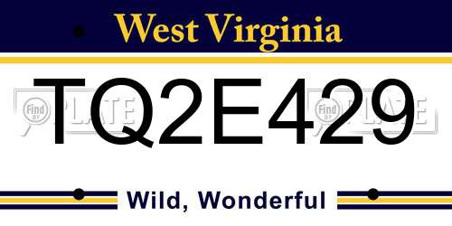 TQ2E429 West Virginia License Plate