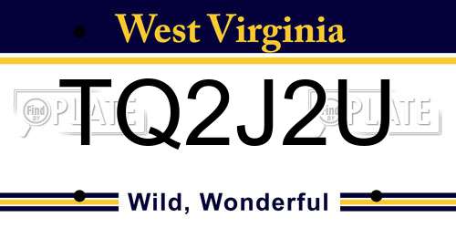 TQ2J2U West Virginia License Plate