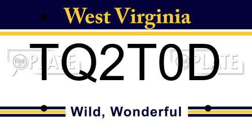 TQ2T0D West Virginia License Plate